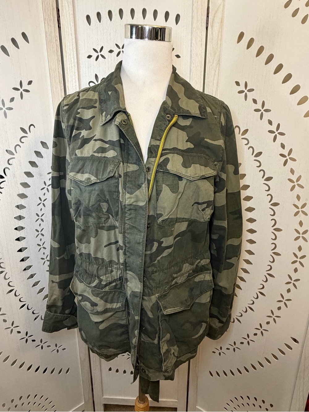 Old Navy 100% Cotton Camo Utility Jacket - Olive Green